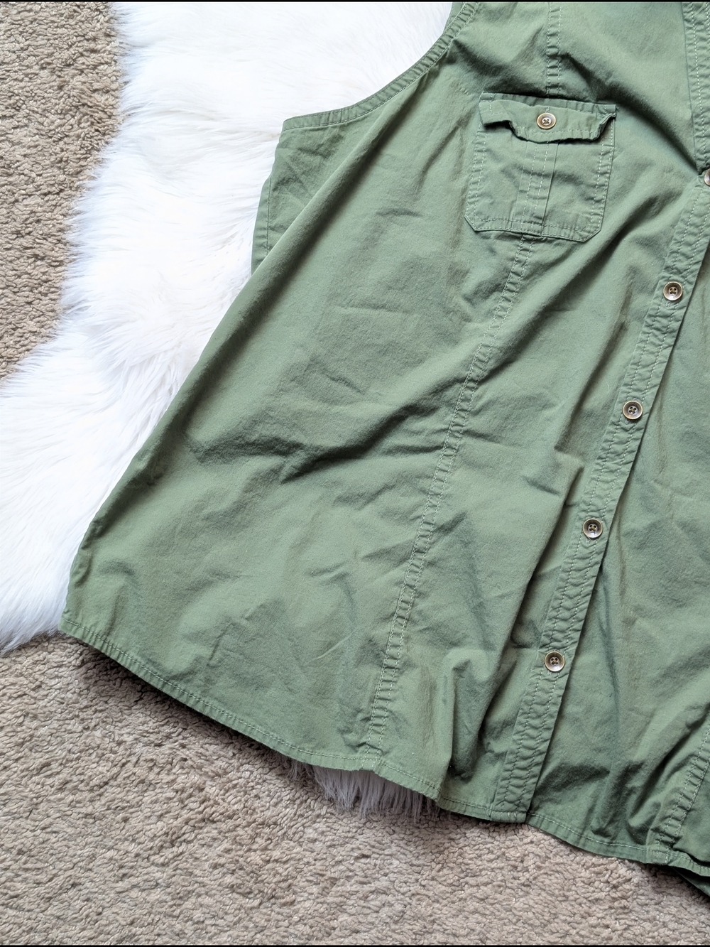 Sonoma Army Green Sleeveless Button Down Utility Top Size XL - Picture 5 of 13